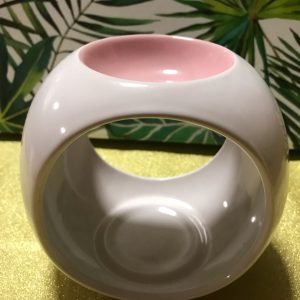Tealight Burner – Ceramic – White-Pink Blush Gloss – Round