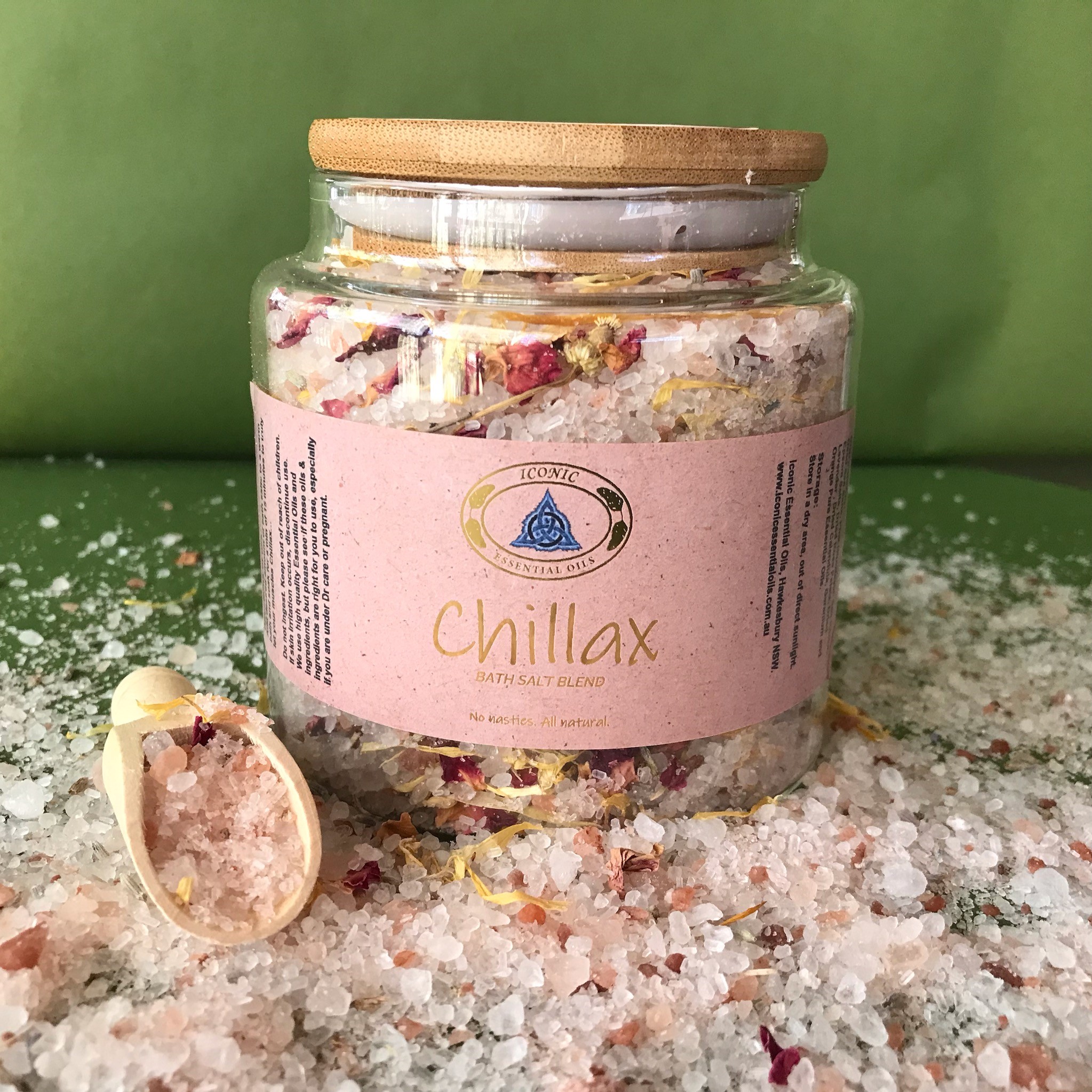 CHILLAX BATH SALTS 500G JAR Iconic Essential Oils